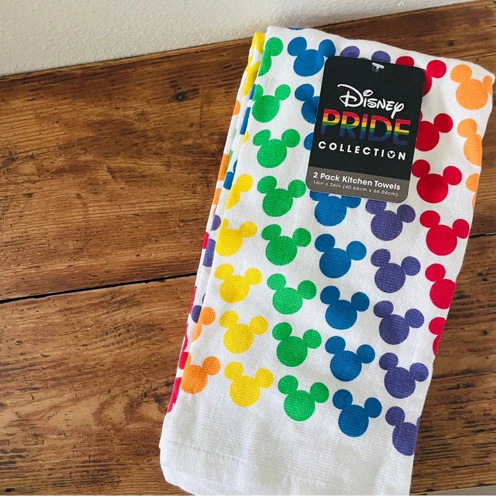 NWT Disney Pride Collection - Rainbow Mickey Hand Kitchen Towel Set of 2